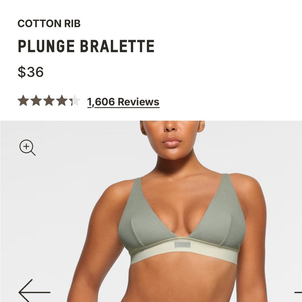 SKIMS Cotton Rib Plunge Bralette